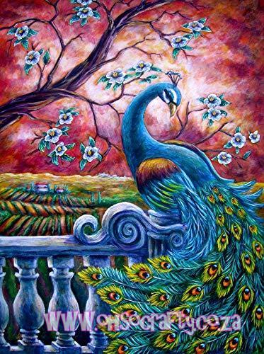 Paint by Numbers Oil Painting Full Drill Round Rhinestone Craft Canvas for Home Wall Decor 30x40 cm Paint with Diamonds Art Animal Bird GIEAAO 5D Diamond Painting Kits for Adults Peacock