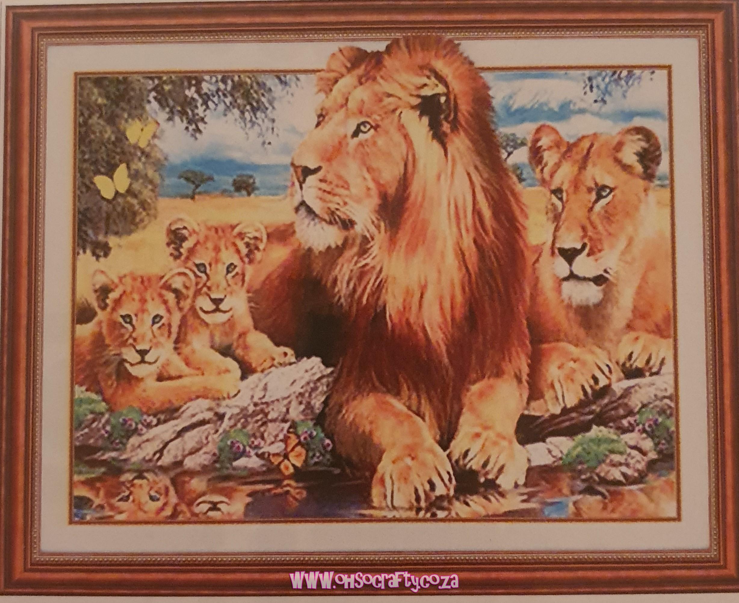 Lion Family Diamond Painting Kit 40cm x 50cm Framed HZ8016 - OHsoCrafty